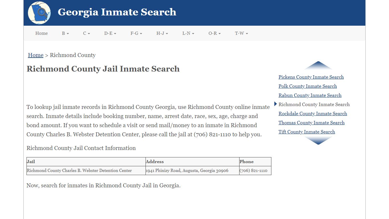 Richmond County Jail Inmate Search