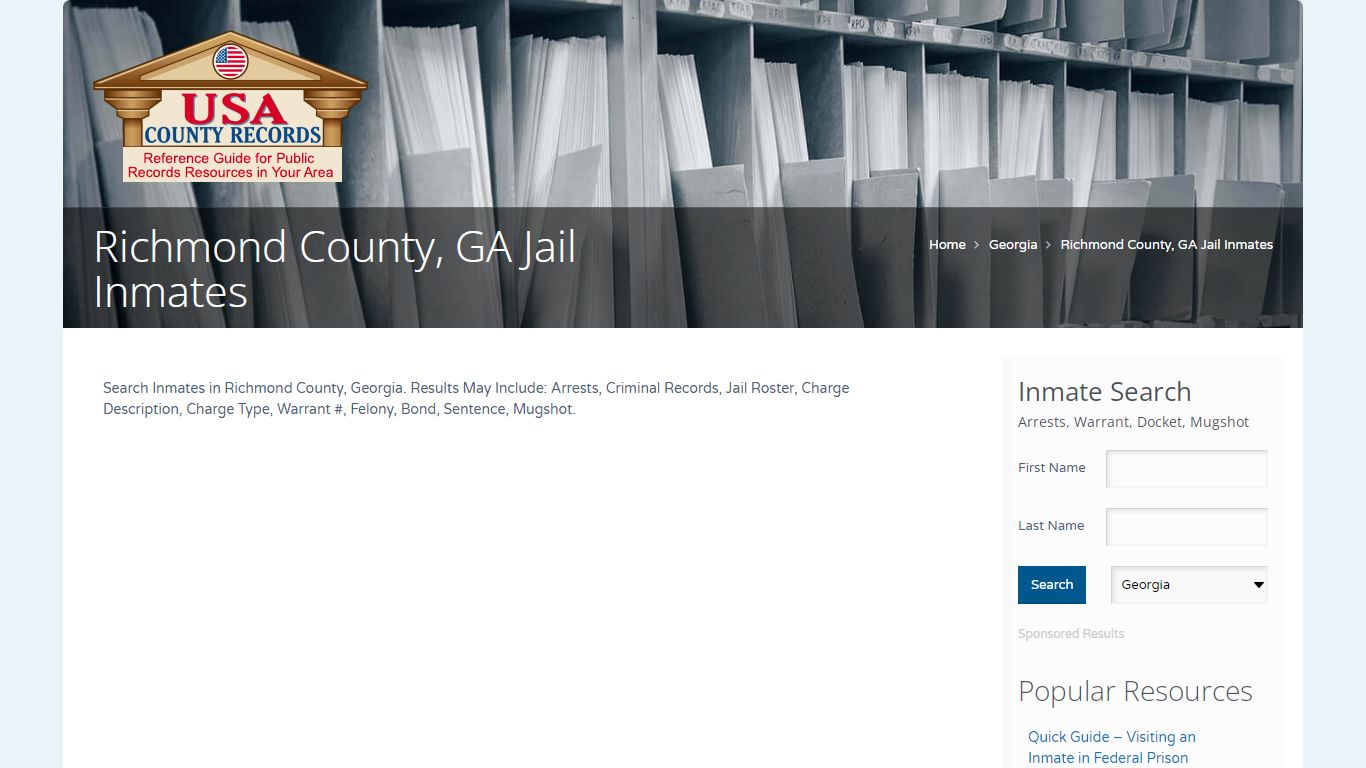 Richmond County, GA Jail Inmates | Name Search